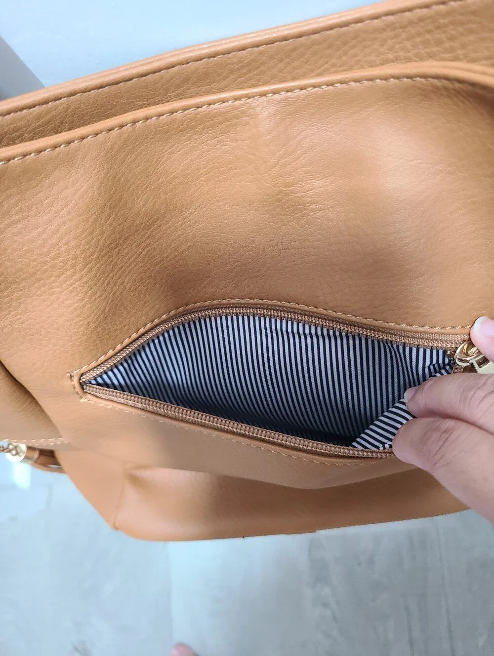 Tan Shoulder Bag with Matching Pouch - Casual Everyday